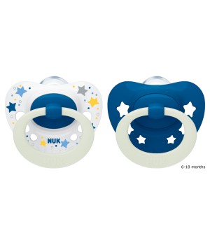 NUK Signature Glow In The Dark Silicone Soother - 2 Pack