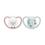 NUK Space Night Soother Silicone Soother - 2 Pack